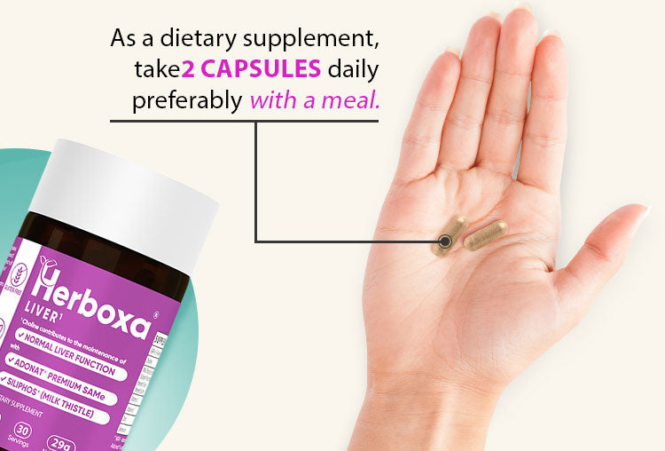 Take 2 capsules Herboxa Liver daily, preferably with a meal.